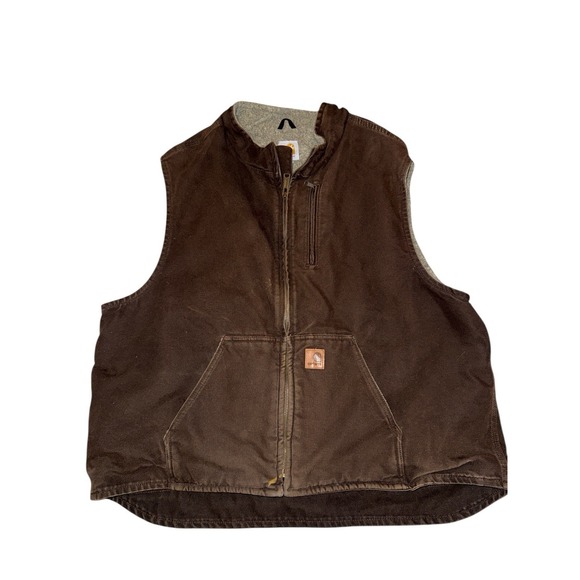 Carhartt Brown Lined Canvas Vest V33 DKB Mens Size 2XL Outdoors Workwear